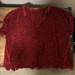 Free People Red Short Sleeve Tee